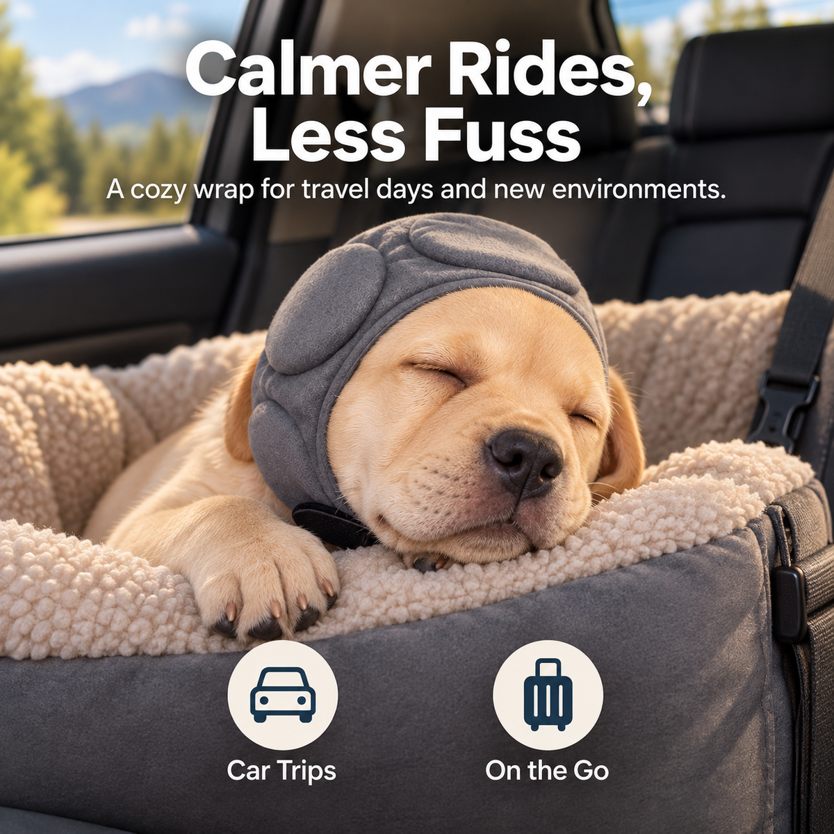🐶 Soft Padded Dog Ear Comfort Wrap – Adjustable Head Cover for Storms, Grooming & Travel