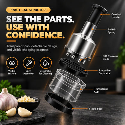 🥣Chop Garlic Faster – Press-Down Manual Food Chopper