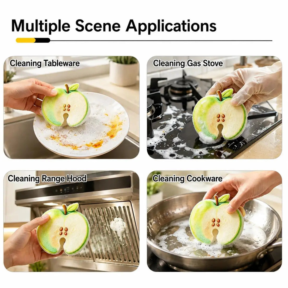 🍑💧 Compressed Cellulose Sponges - 3-Pack Fruit-Shaped Natural Pop-Up Kitchen Sponges🧽