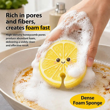 🍑💧 Compressed Cellulose Sponges - 3-Pack Fruit-Shaped Natural Pop-Up Kitchen Sponges🧽