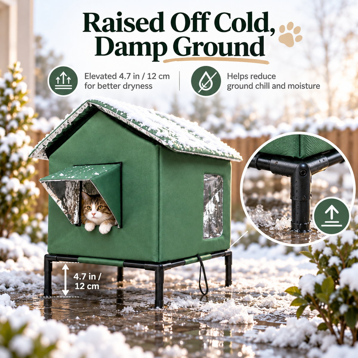 🐱 LIMITED-TIME 50% OFF! ✨ All-Weather Elevated Outdoor Cat House – Waterproof, Thermal Lining, Foldable