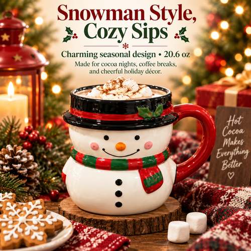 🎄 Christmas Character Mug Collection – Snowman, Santa, Penguin & Bear Stoneware Mugs