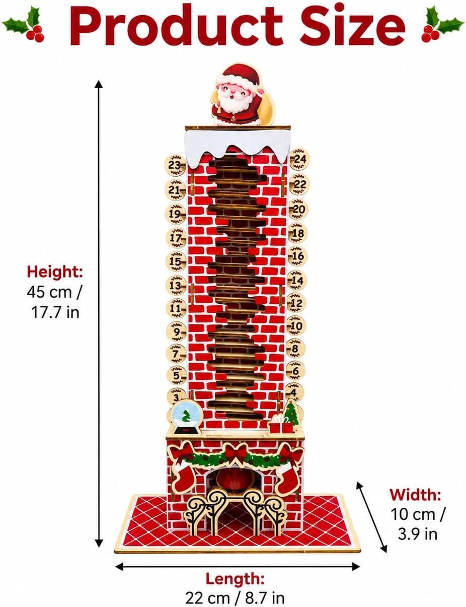 Moving Santa Wooden Christmas Countdown Calendar – Watch Santa Get Closer Every Day