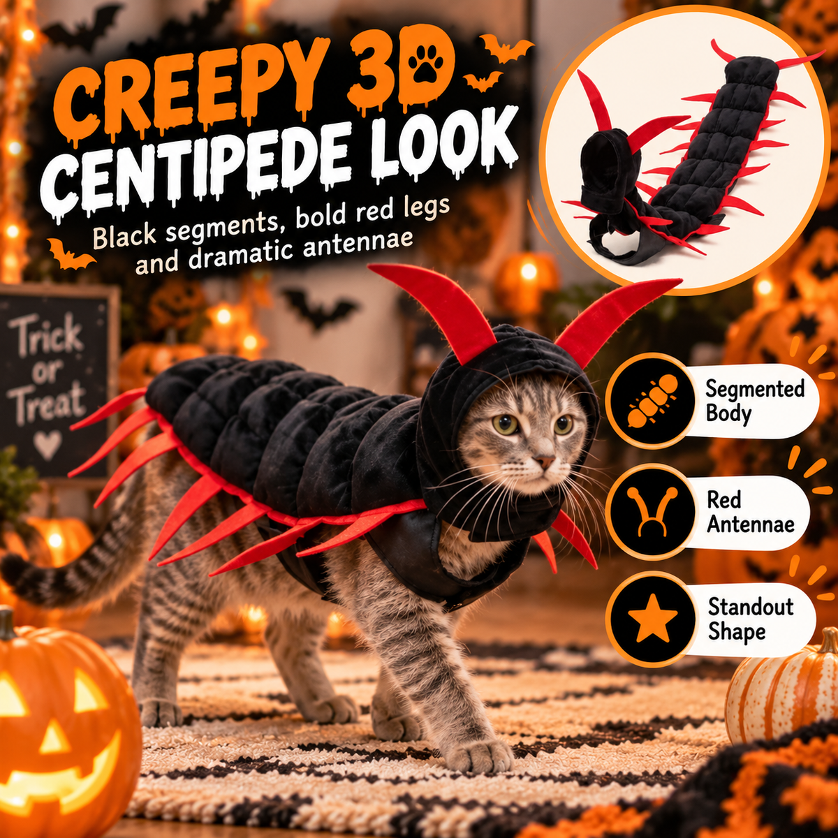 🐛Halloween Cat And Centipede Costume