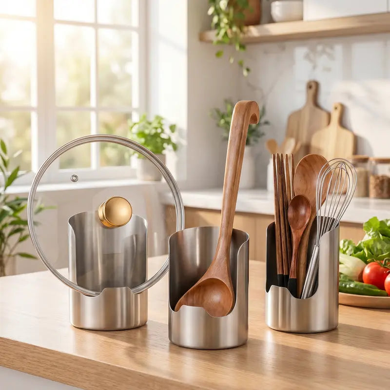 ✨Thickened Stainless Steel Utensil Organizer, Rust Resistant Easy to Clean