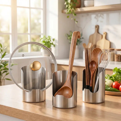 ✨Thickened Stainless Steel Utensil Organizer, Rust Resistant Easy to Clean