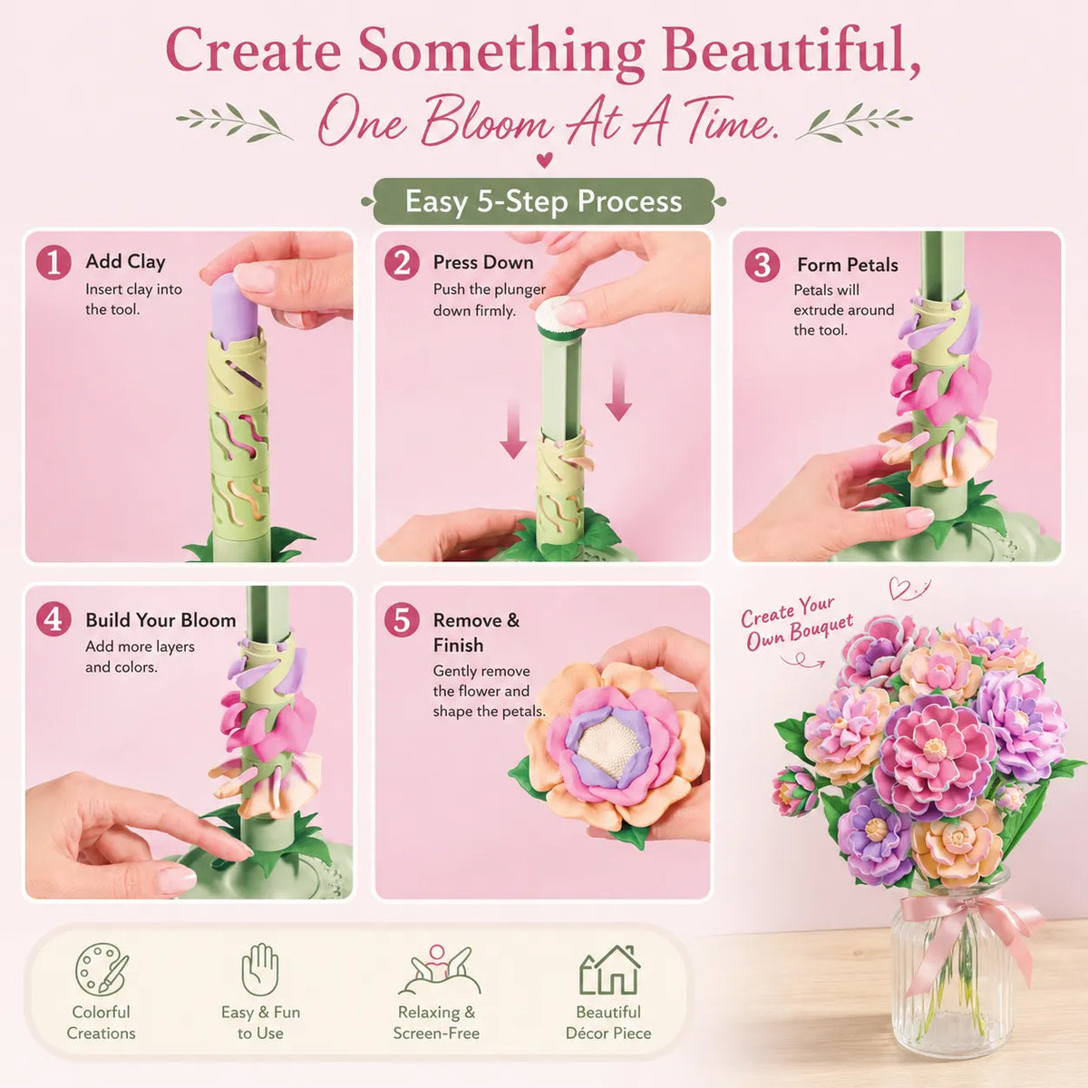 🌹DIY Blooming Flower Bouquet Kit — Create Handmade Flowers & Display Them