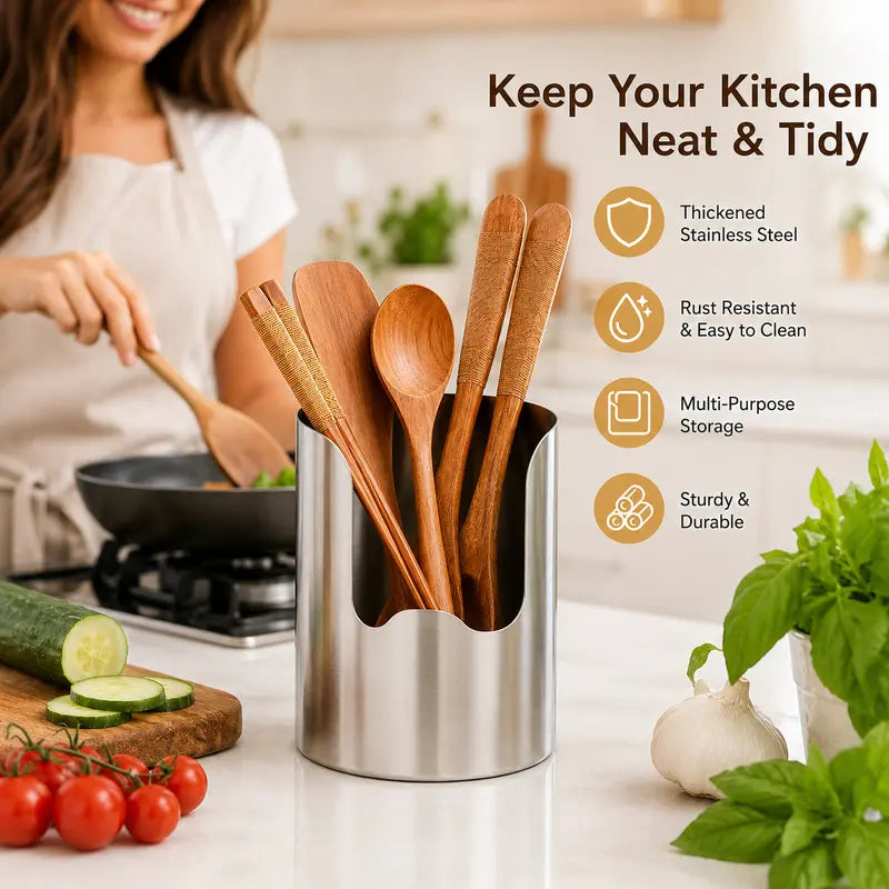 ✨Thickened Stainless Steel Utensil Organizer, Rust Resistant Easy to Clean