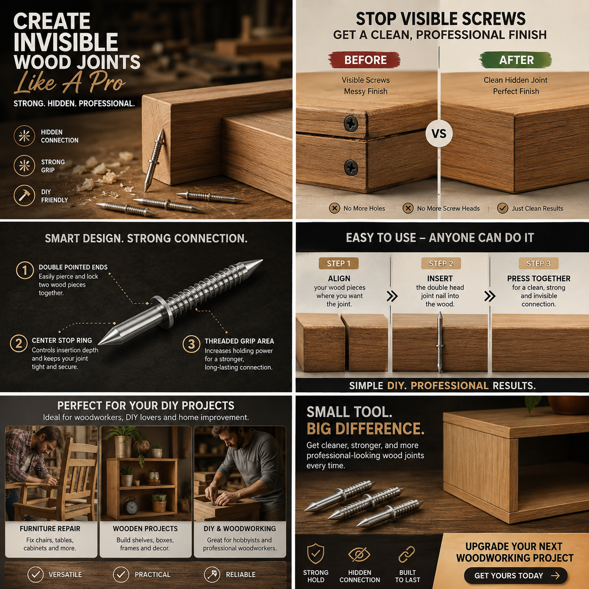 Invisible Double Head Wood Joint Nails
