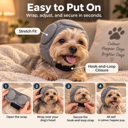 🐶 Soft Padded Dog Ear Comfort Wrap – Adjustable Head Cover for Storms, Grooming & Travel