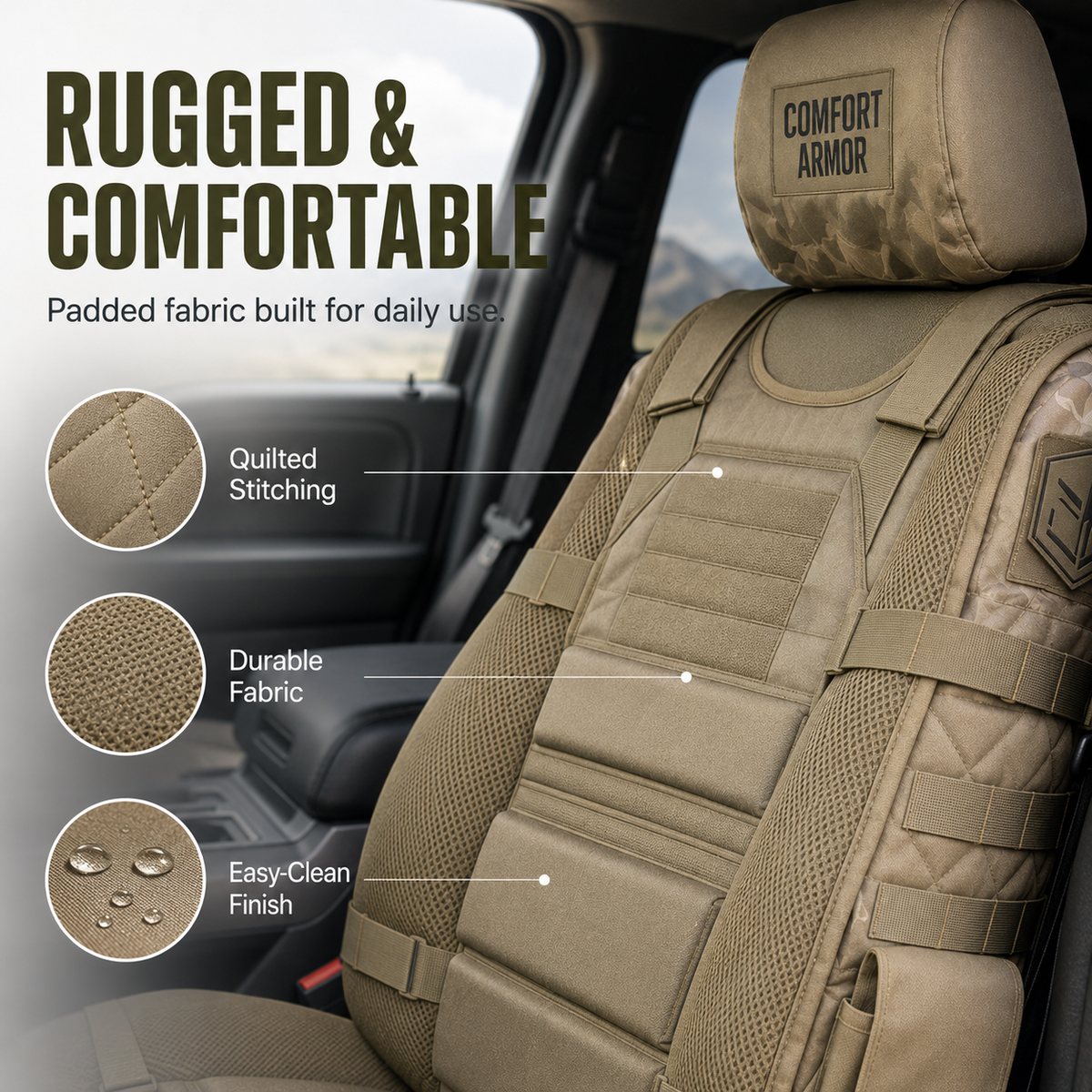 🚗 MOLLE Car Seat Organizer – Tactical Storage & Seat Back Protection