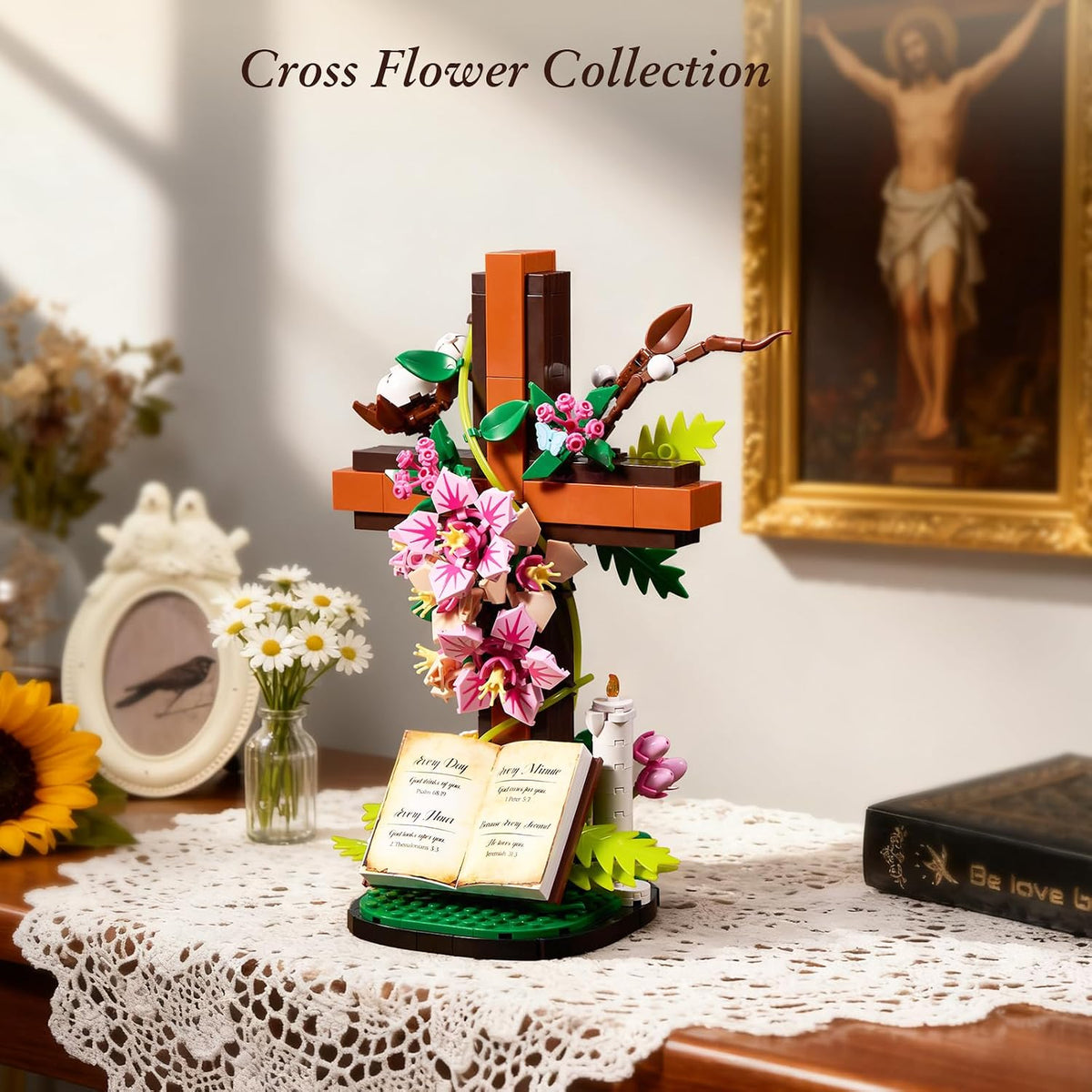 🌸✝️Jesus Cross Flower Building Set🎁