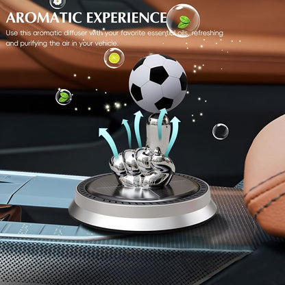 ⚽ Solar Rotating Soccer Ball Car Diffuser – Dashboard Aroma Ornament for Football Fans