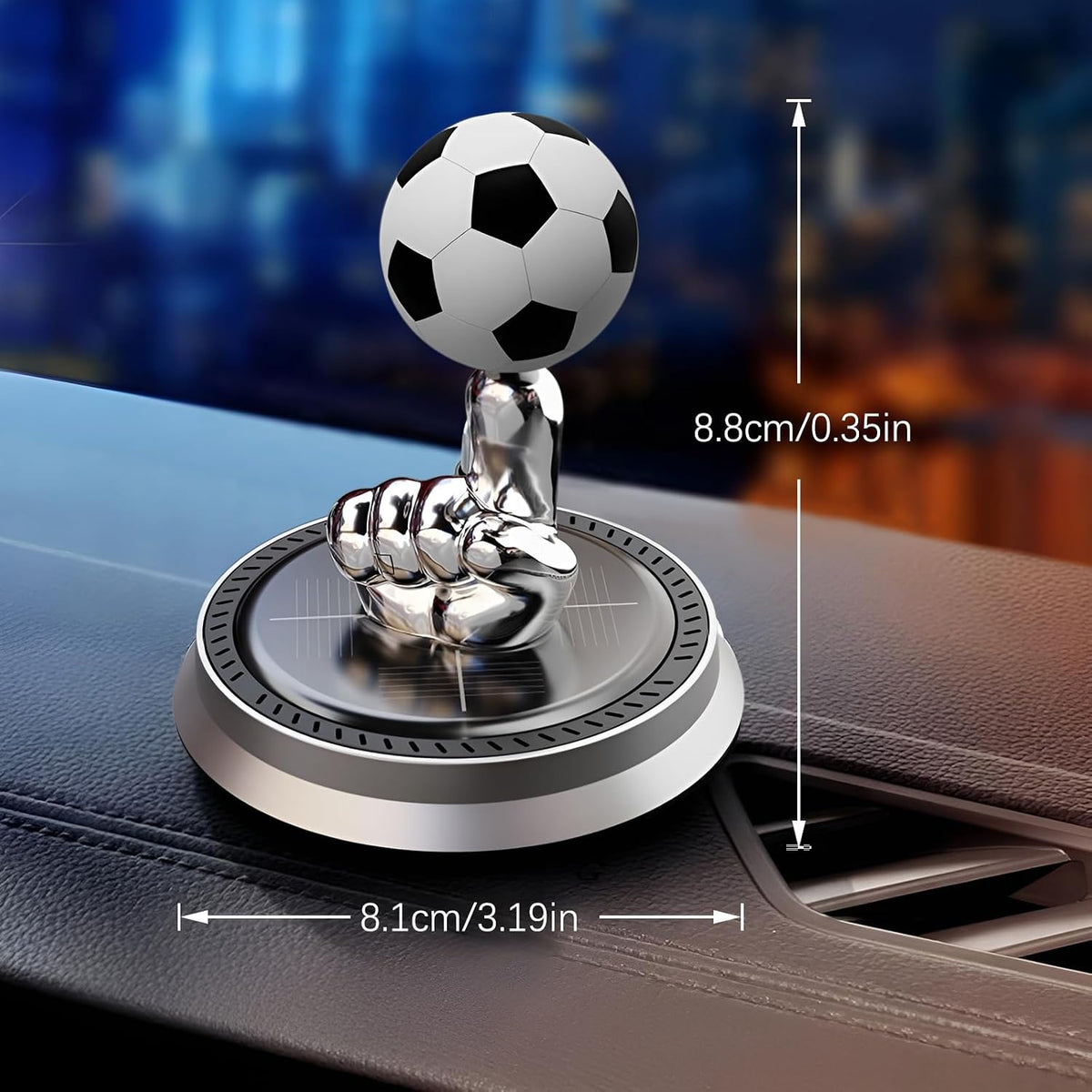 ⚽ Solar Rotating Soccer Ball Car Diffuser – Dashboard Aroma Ornament for Football Fans