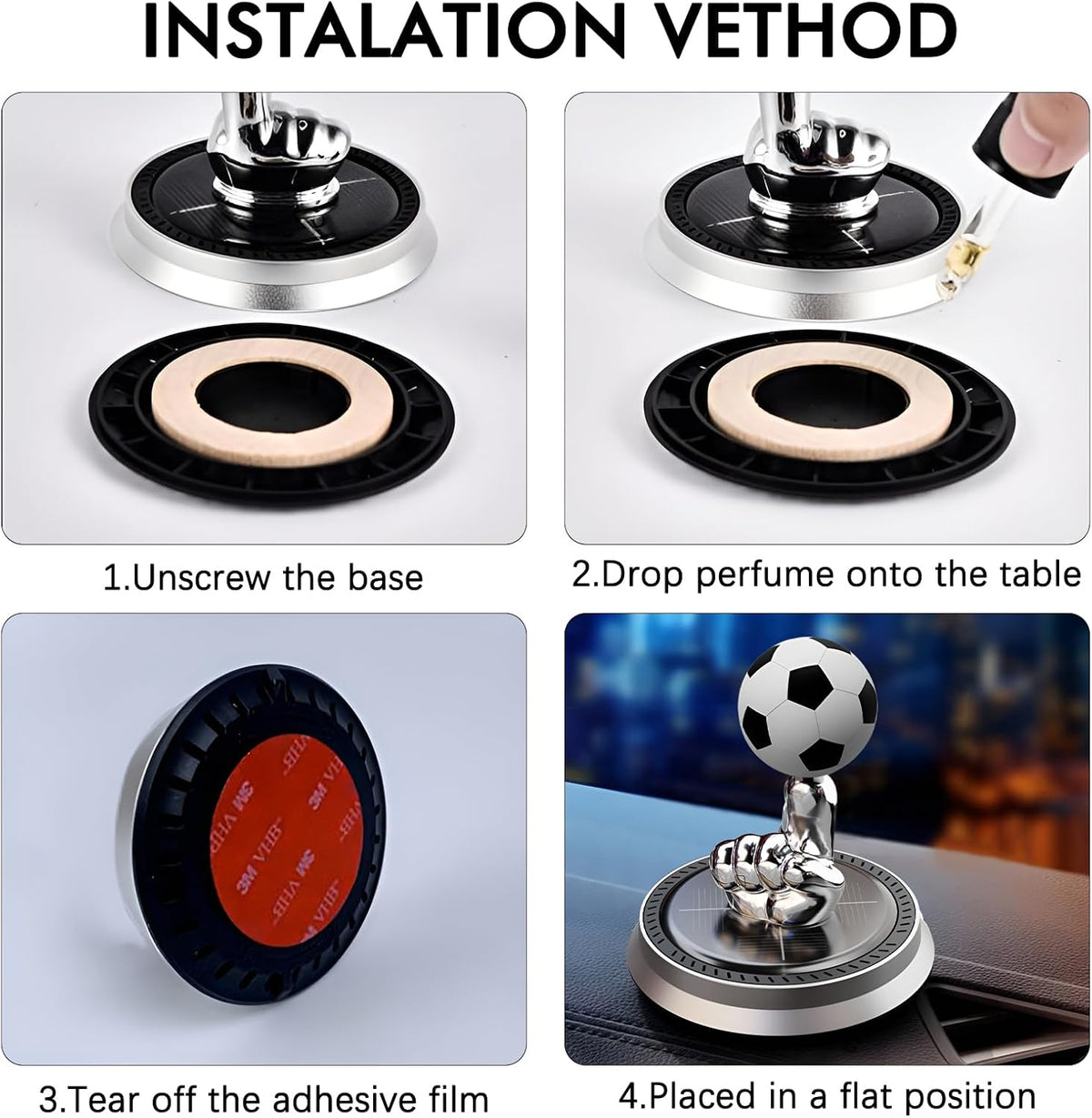 ⚽ Solar Rotating Soccer Ball Car Diffuser – Dashboard Aroma Ornament for Football Fans
