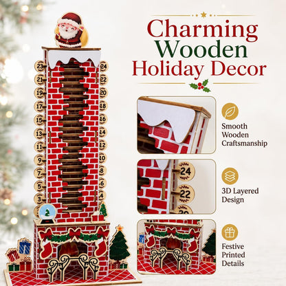 Moving Santa Wooden Christmas Countdown Calendar – Watch Santa Get Closer Every Day