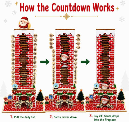 Moving Santa Wooden Christmas Countdown Calendar – Watch Santa Get Closer Every Day