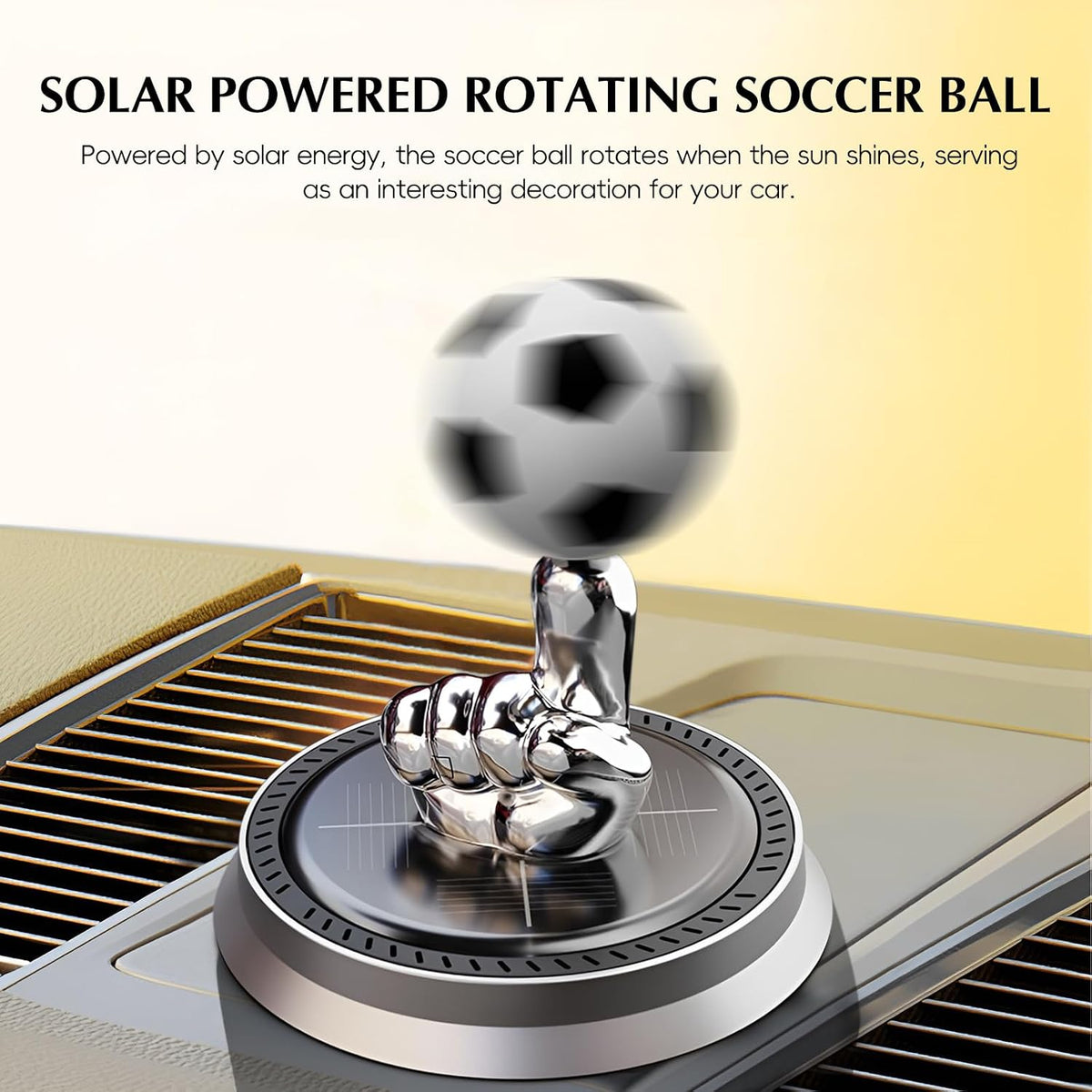 ⚽ Solar Rotating Soccer Ball Car Diffuser – Dashboard Aroma Ornament for Football Fans