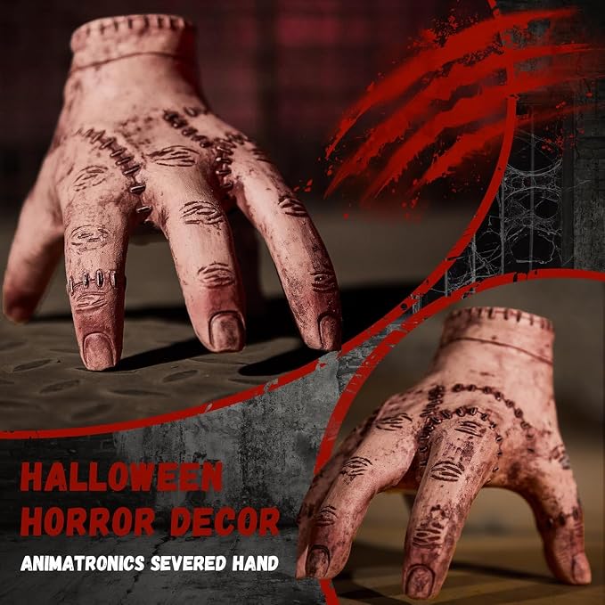 🎃Crawling Severed Hand Prop – Moving Halloween Horror with Creepy Sound👻