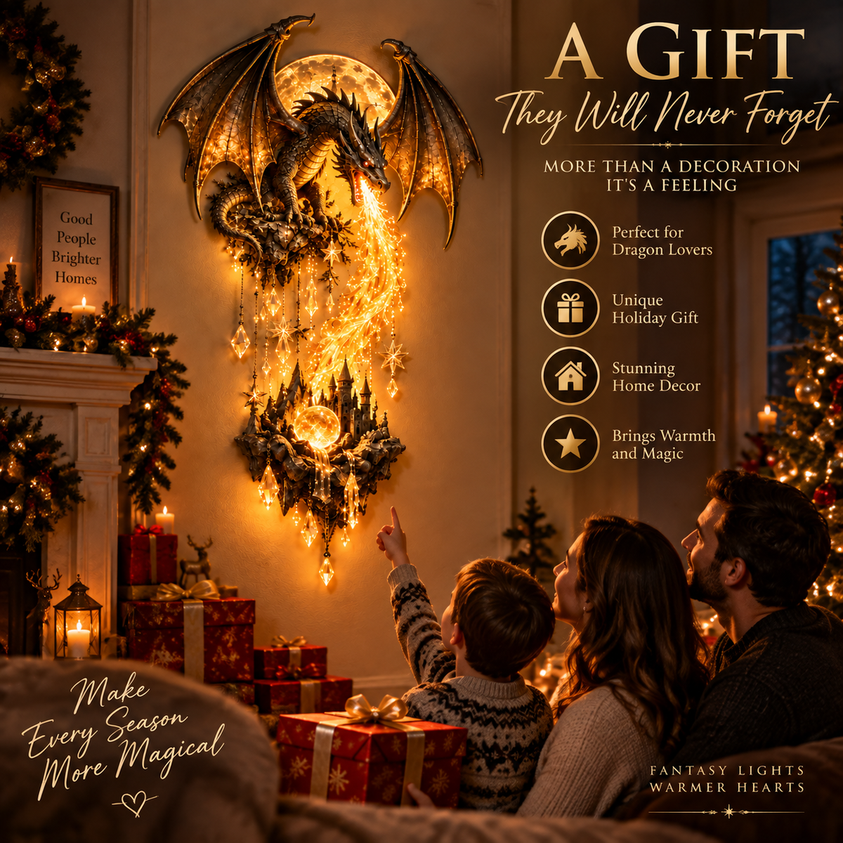 Last Day 49% OFF – 🐉 Dragonfire Moonlight Wall Lamp | Enchanted Fantasy Castle Decor
