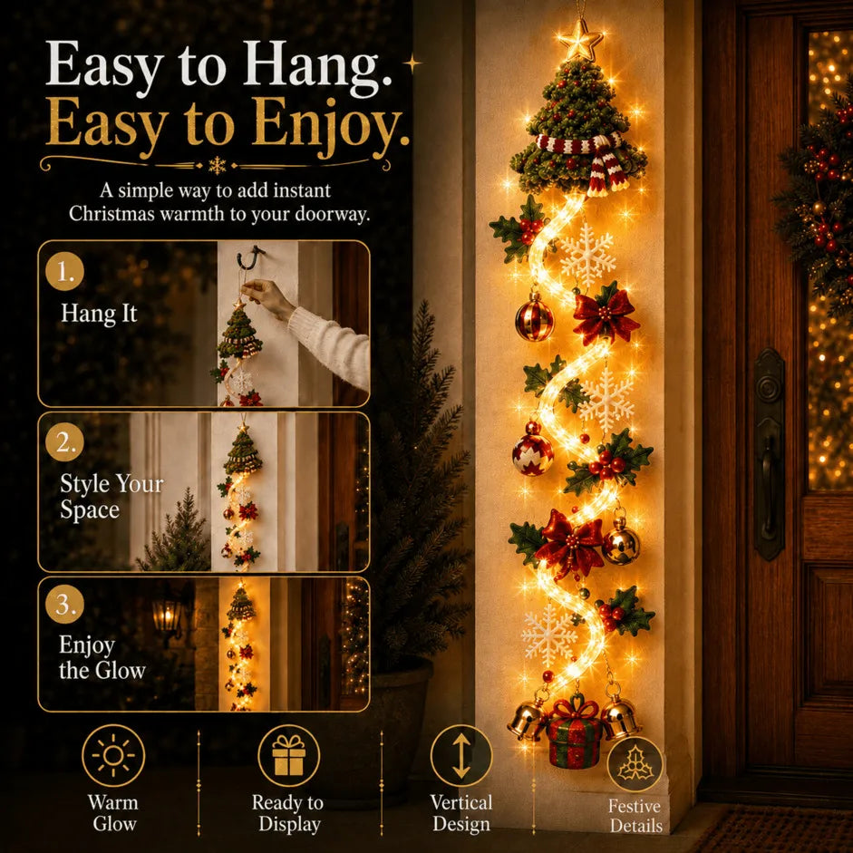 🎄✨ Light-Up Christmas Door Hanger – 6 Festive Holiday Designs