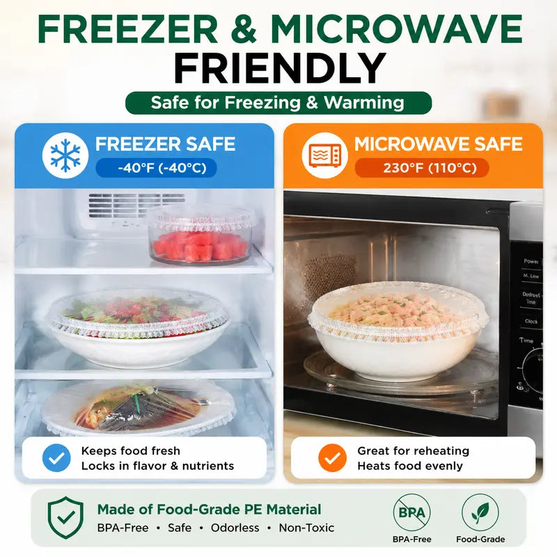 🥗🍽️100PCS Stretch Bowl Covers – Freshness Sealed, Waste Reduced