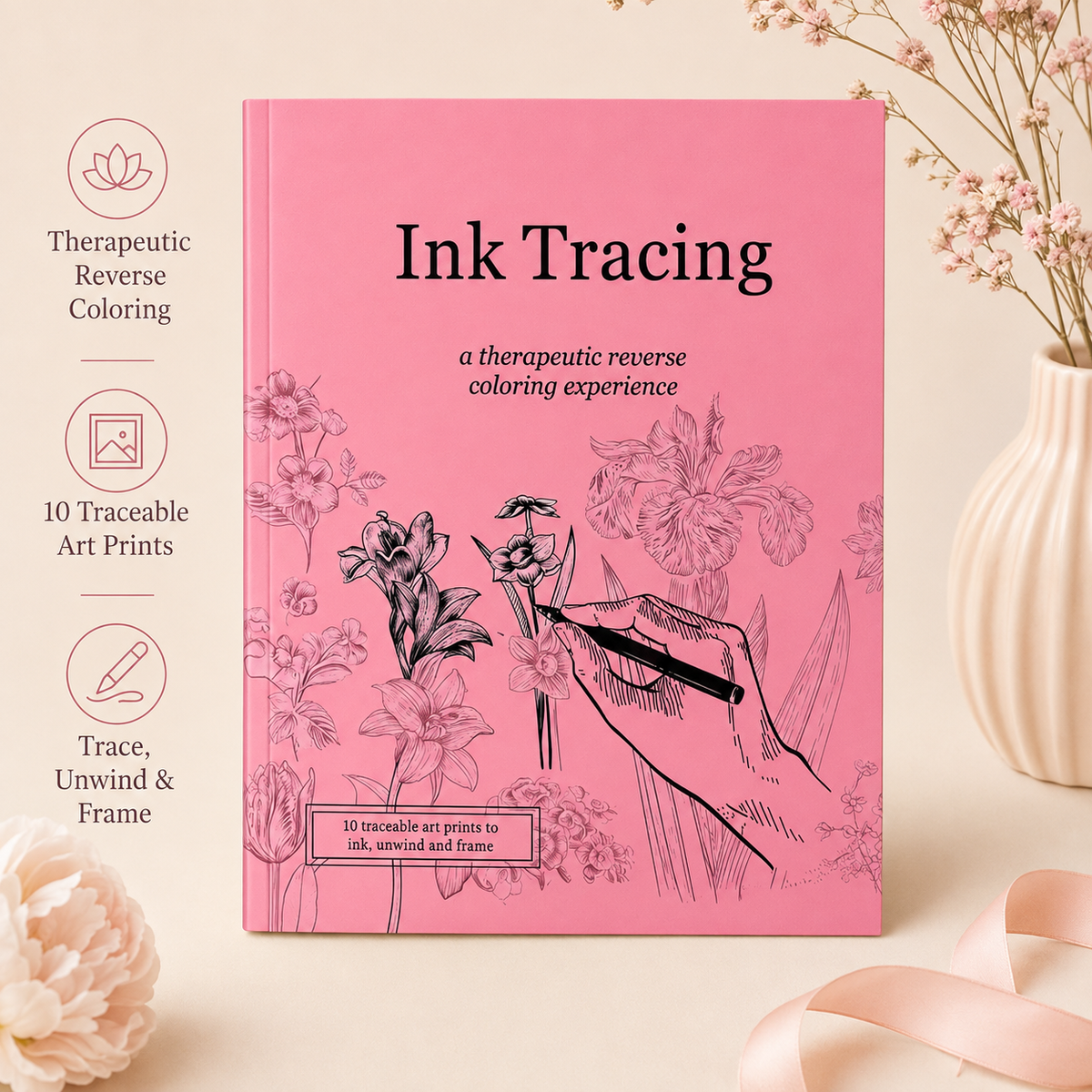 📚Ink Tracing Book — Therapeutic Reverse Coloring for Beginners