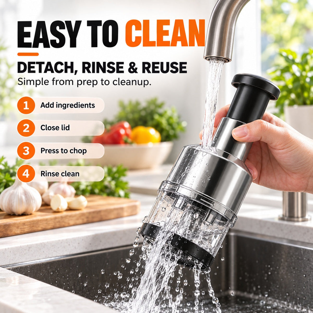 🥣Chop Garlic Faster – Press-Down Manual Food Chopper