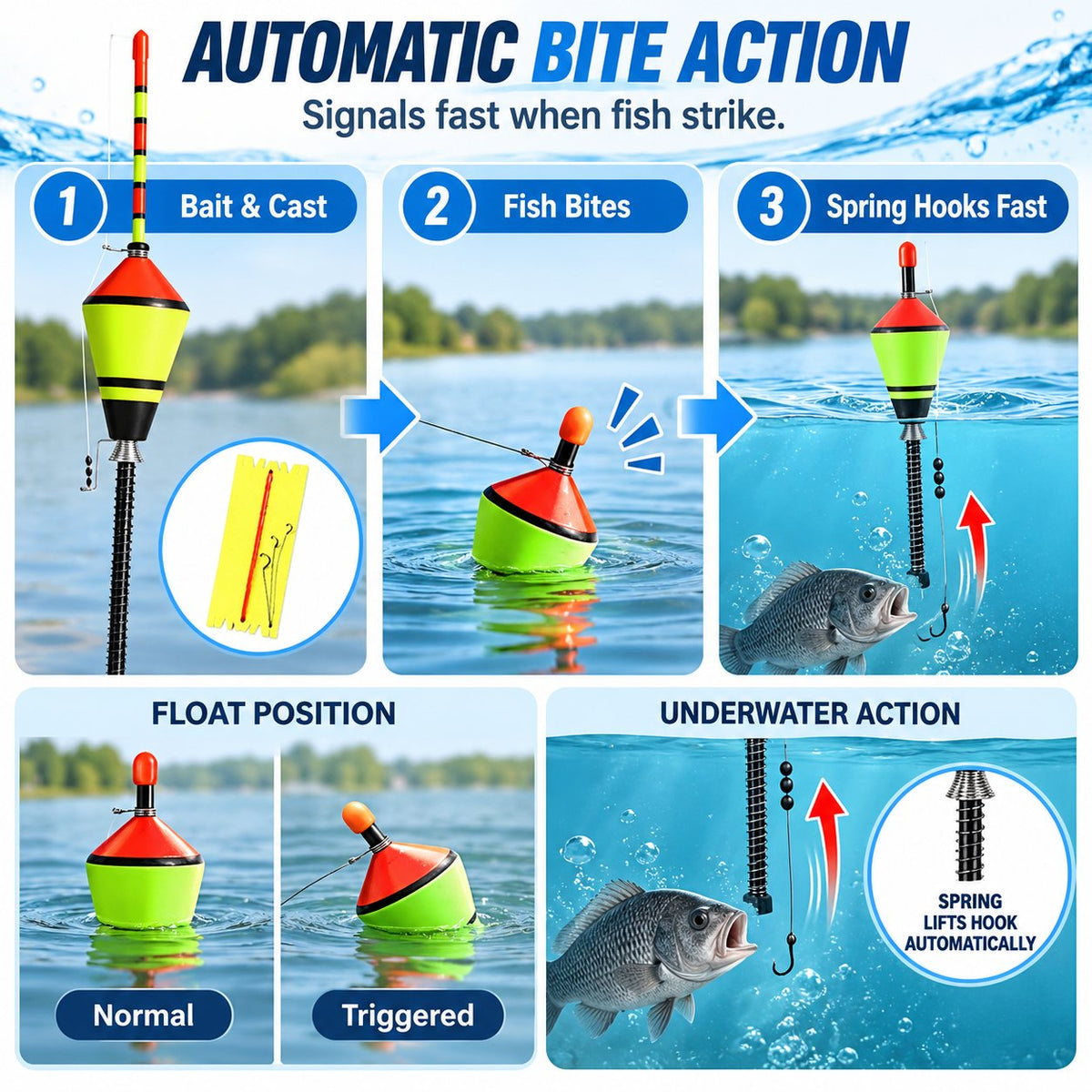Auto Spring Fishing Float for Freshwater Saltwater Fishing