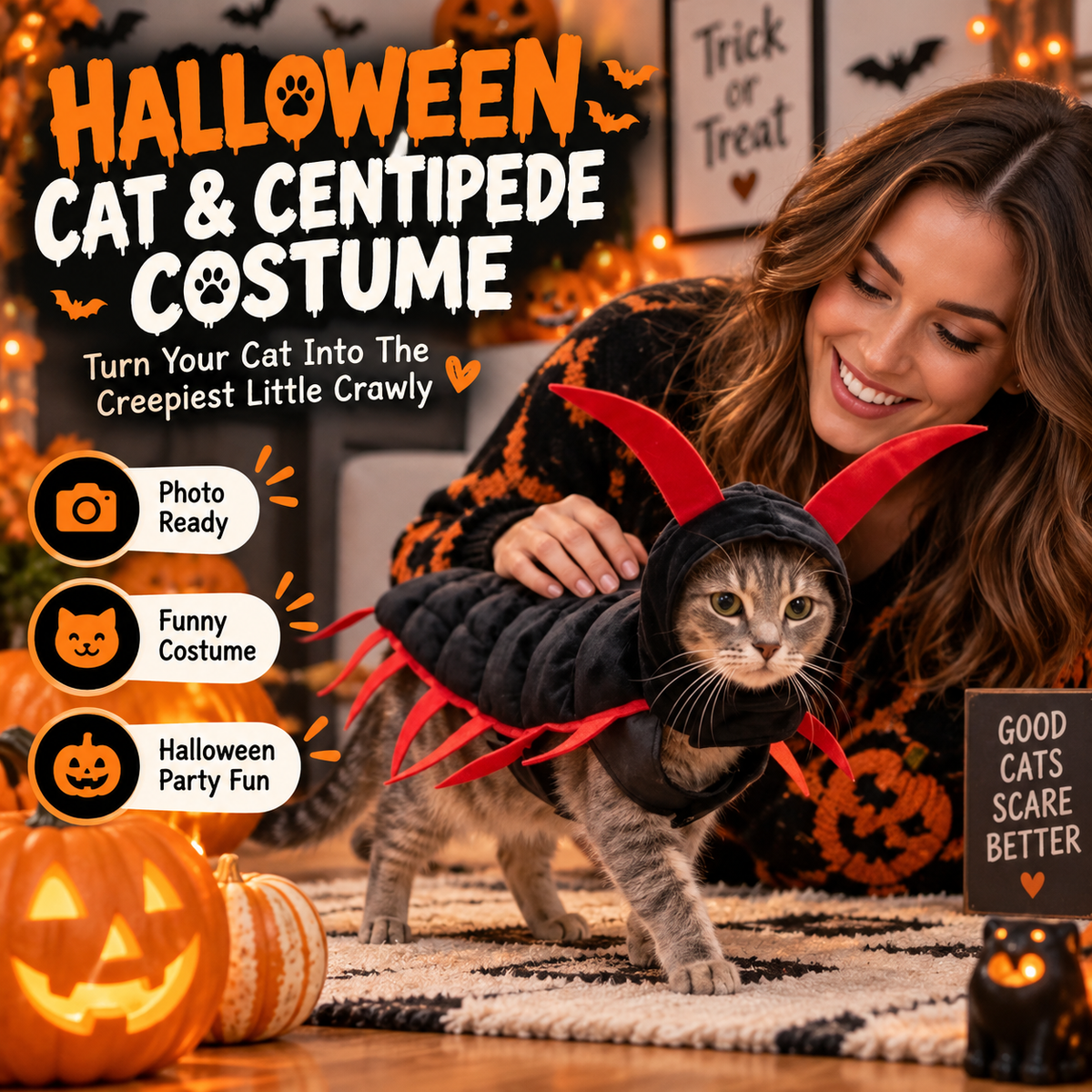 🐛Halloween Cat And Centipede Costume