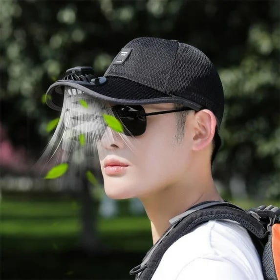 ☀️ Solar Fan Hat with USB Charging – Hands-Free Airflow for Hot Outdoor Days