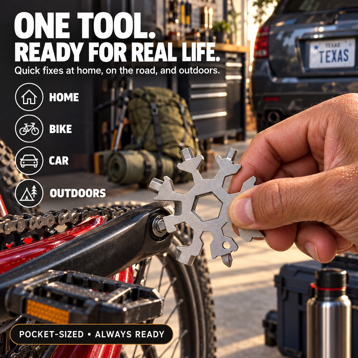 ❄️ 18-in-1 Snowflake Multi-Tool – Pocket-Sized Wrench, Screwdriver & EDC Tool