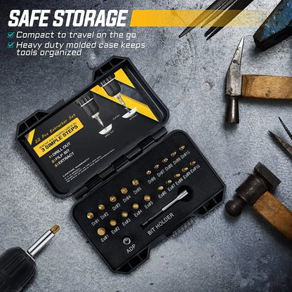 22-Piece Damaged Screw Extractor Set – HSS Drill & Reverse Removal Kit