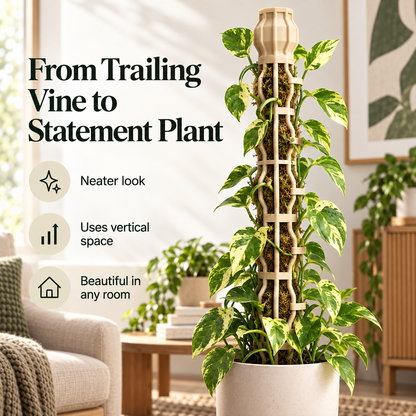 🪴Stackable Climbing Plant Support Pole – Vine Clips, Moss Fill & Top Watering Design