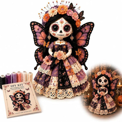 🌼 Day of the Dead-Inspired Skeleton Bride DIY Kit – Handmade Patchwork Doll