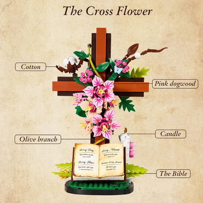 🌸✝️Jesus Cross Flower Building Set🎁