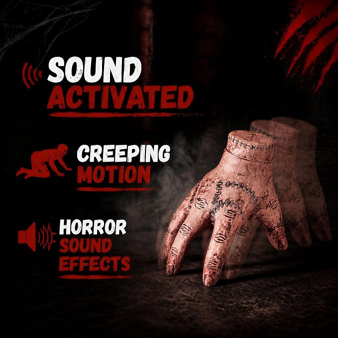 🎃Crawling Severed Hand Prop – Moving Halloween Horror with Creepy Sound👻