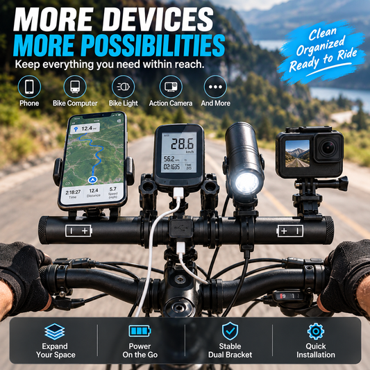 🚴 Powered Bike Handlebar Extender – Extra Mounting Space + USB Charging