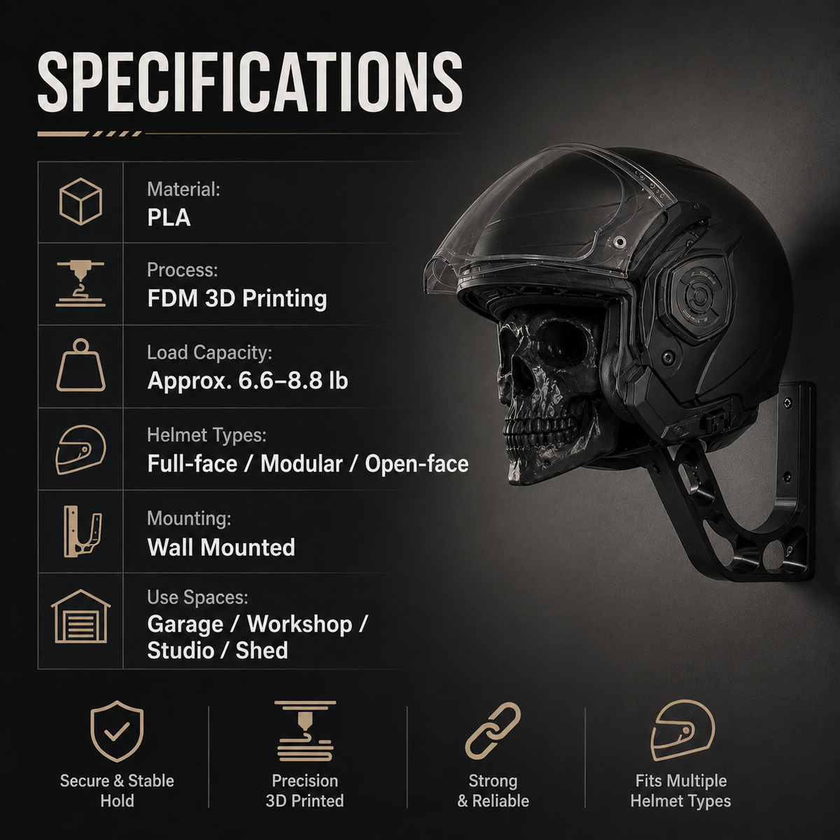🏍️Skull Motorcycle Helmet Wall Mount