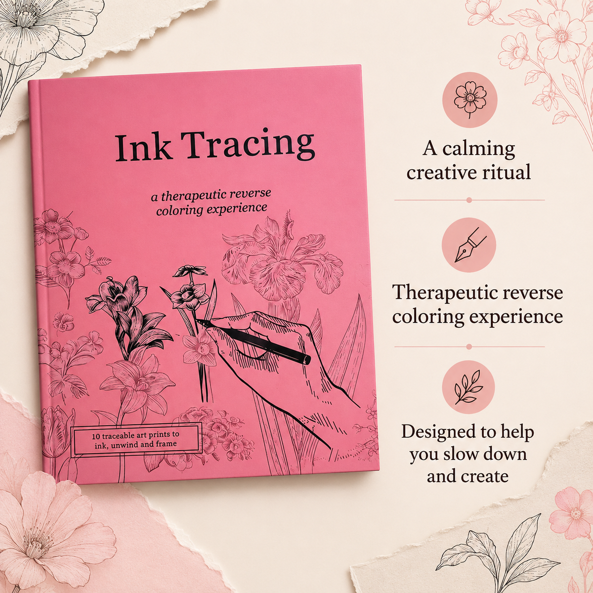 📚Ink Tracing Book — Therapeutic Reverse Coloring for Beginners
