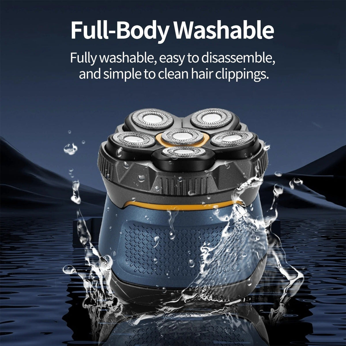 🪒 6-Blade Cordless Head Shaver – Smooth Wet & Dry Shaving