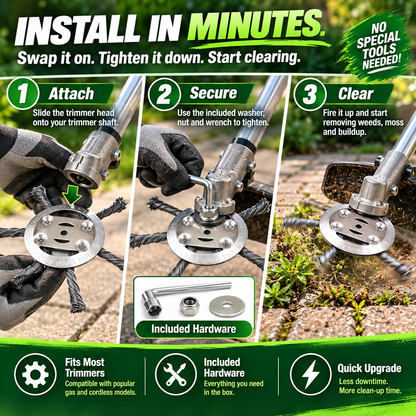 🌿 Steel Wire Weeding Head – Clean Driveways, Paver Gaps & Garden Edges with Less Hassle