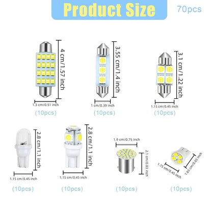 💯 Super Bright White Interior Car Lights Kit Set