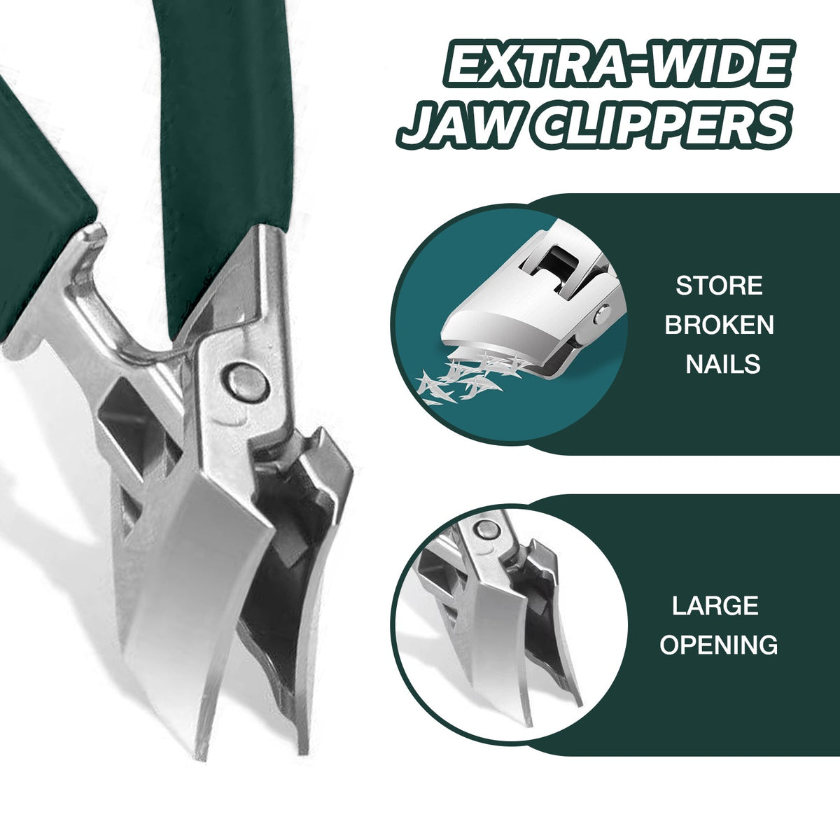 Wide-Jaw Slanted Nail Clippers – Easier Control for Every Trim
