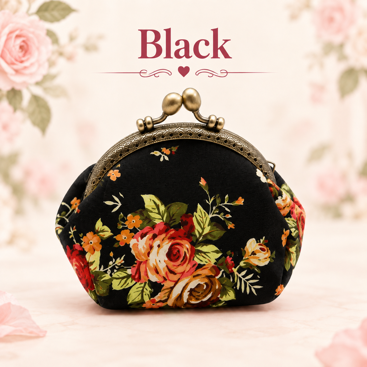 Vintage Floral Kiss-Lock Coin Purse – Charming Compact Pouch for Everyday Essentials