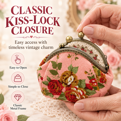 Vintage Floral Kiss-Lock Coin Purse – Charming Compact Pouch for Everyday Essentials