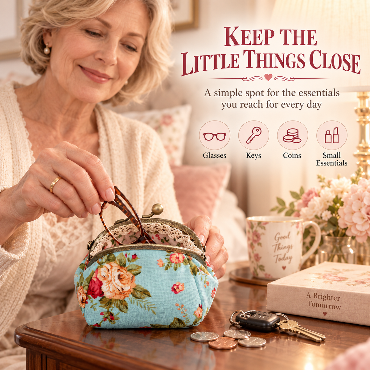 Vintage Floral Kiss-Lock Coin Purse – Charming Compact Pouch for Everyday Essentials