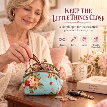 Vintage Floral Kiss-Lock Coin Purse – Charming Compact Pouch for Everyday Essentials
