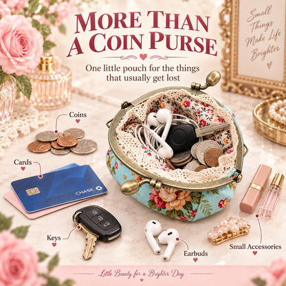 Vintage Floral Kiss-Lock Coin Purse – Charming Compact Pouch for Everyday Essentials