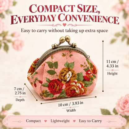 Vintage Floral Kiss-Lock Coin Purse – Charming Compact Pouch for Everyday Essentials